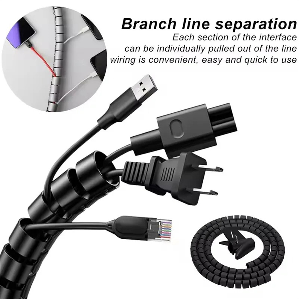 Desk Organizer - 2m 10/16mm Cable Cover Protector Wire