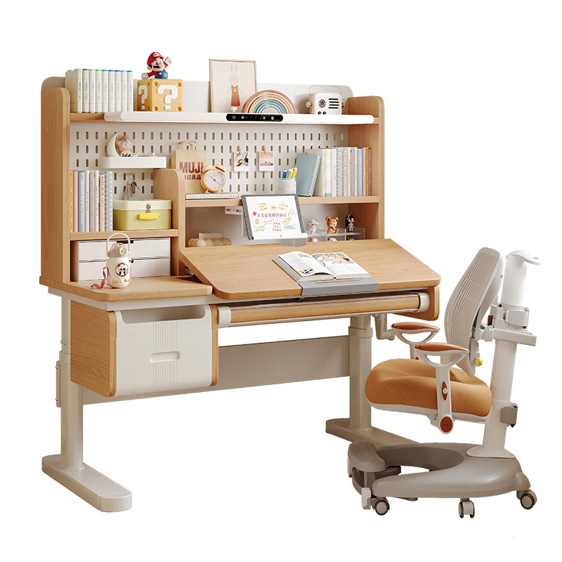 Desk Lamp - Solid wood study table Lifting student