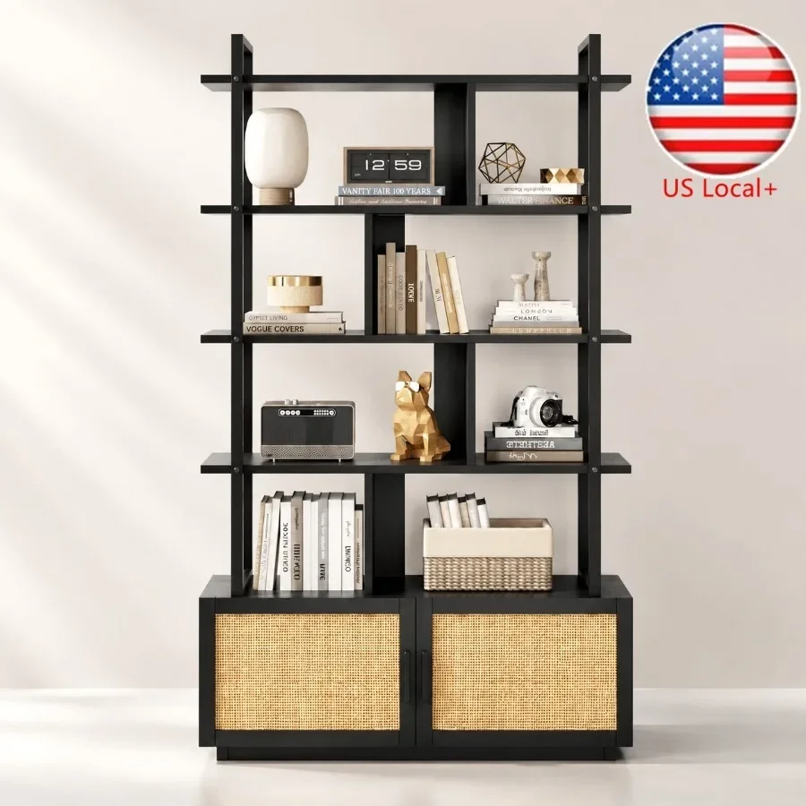 5-Tier Rattan Bookshelf with S - Bookshelf ulasan dan harga