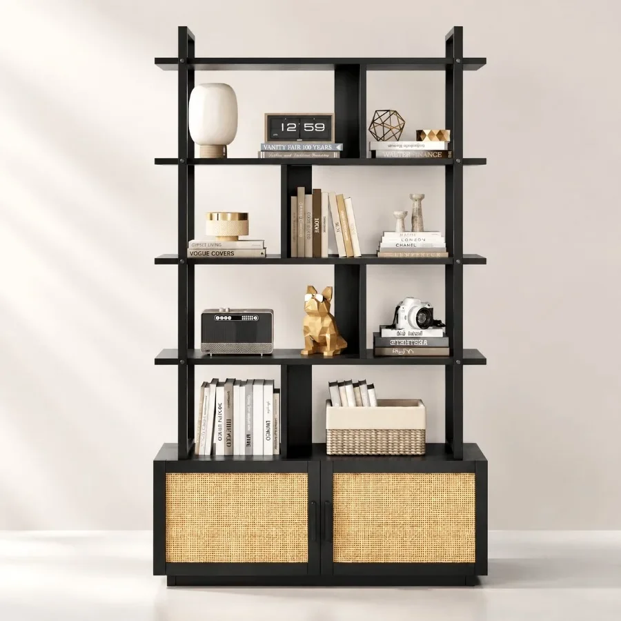 5-Tier Rattan Bookshelf with S - Bookshelf ulasan dan harga