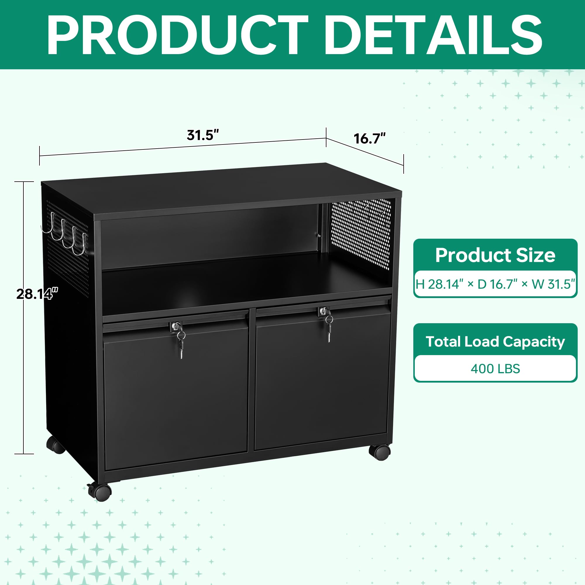 Mobile 2 Drawer File Cabinet w - Printer Stand ulasan dan harga