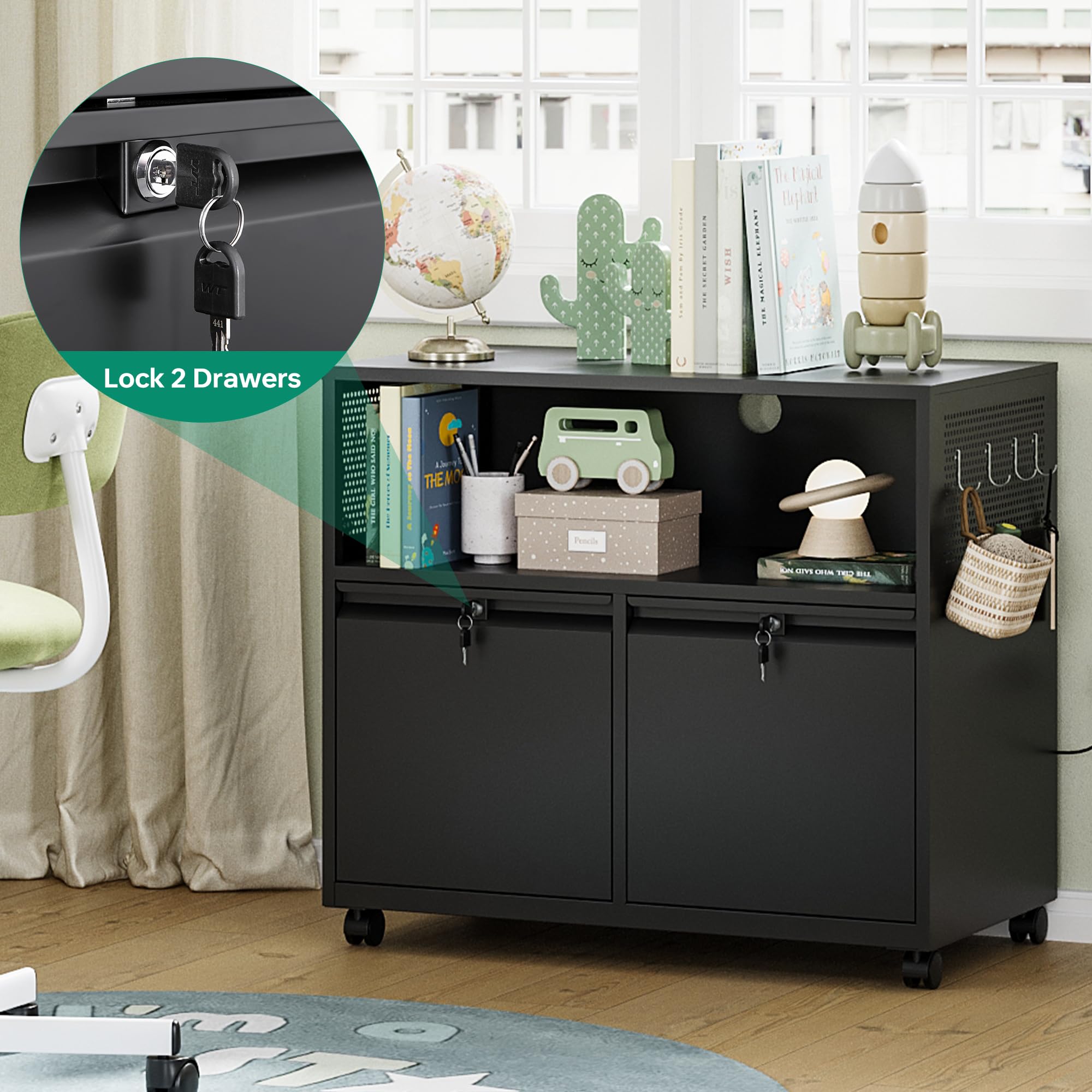 Mobile 2 Drawer File Cabinet w - Printer Stand ulasan dan harga