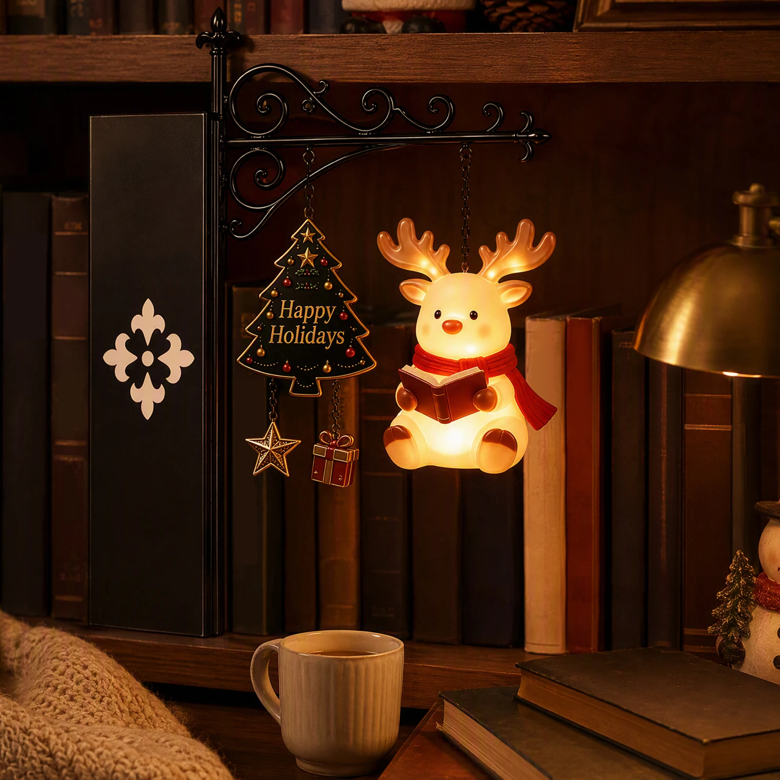 LED Bookshelf Santa Claus Chri - Bookshelf ulasan dan harga