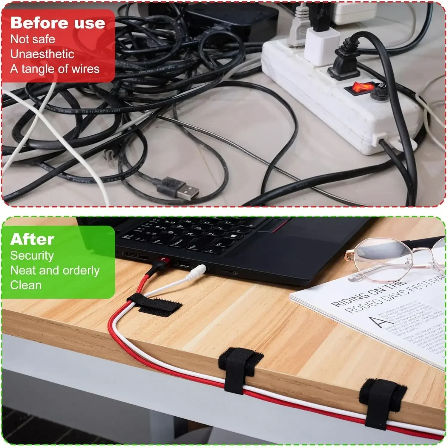 New Reusable Cable Ties Velcro - Desk Organizer ulasan dan harga